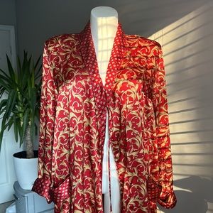Me 2 Miss Elaine Vintage 90s Baroque Satin Like Robe Red